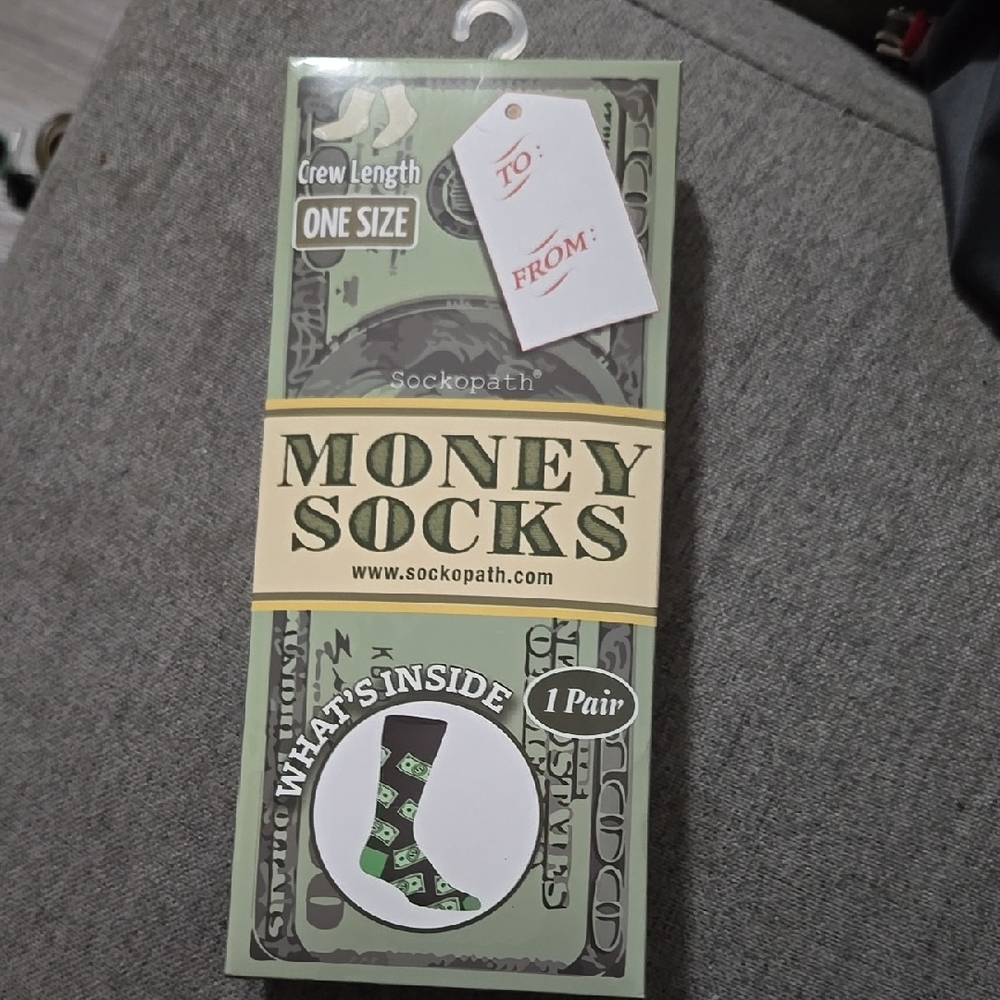 Money Socks - Green Crew Length